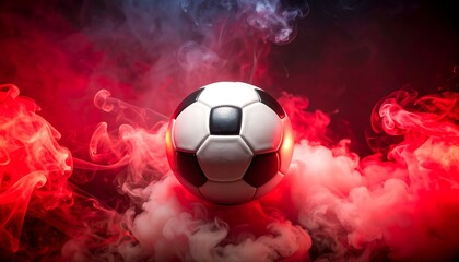 Soccer ball in smoky background