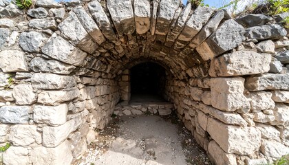 Obraz premium Ancient stone archway leading to dark interior