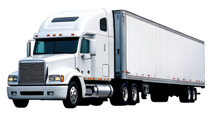 White Freight Truck with Trailer on Isolated Background Ideal for Transportation and Logistics Concepts