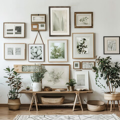 Wall Gallery with Frames and Plants