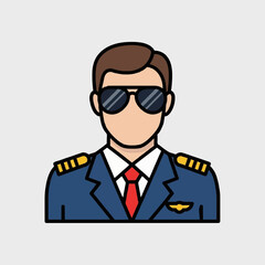 Flat Color Icon of Airline Pilot