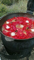 Red peppers stewed with garlic and tomatoes	
