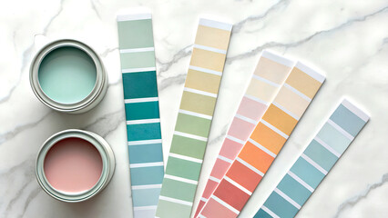 Stunning paint colors on marble surface inspire creative home decor project selection with fresh hues