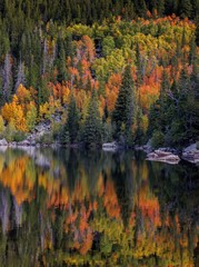 stunning mountain lake with fall foliage, colorado