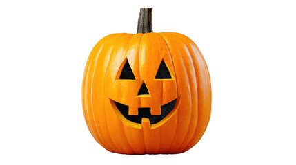 Obraz premium Smiling Carved Pumpkin with Classic Jack-o'-lantern Face for Halloween Celebrations and Festive Decorations