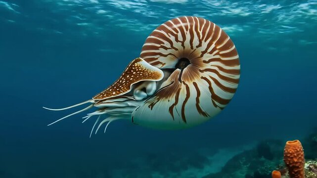 Nautilus shell underwater