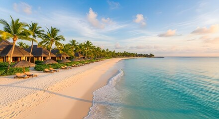 Tropical paradise beckons with pristine beach and turquoise water