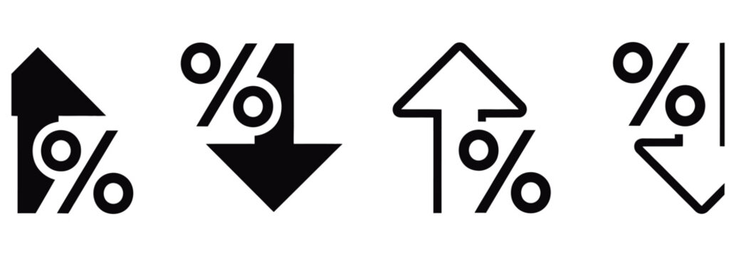 WebVector art of percentage increase and decrease arrows isolated on white background represent financial trends