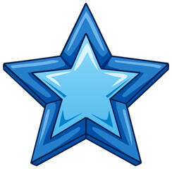 Glossy vector illustration of a five pointed blue and light blue star