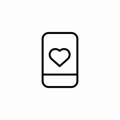 heart on phone love icon sign vector