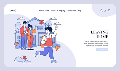 Family Waving Goodbye as Child Leaves Home