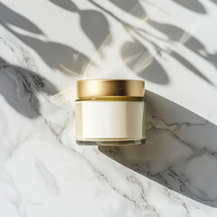 Moisturizer Jar on Marble with Shadows