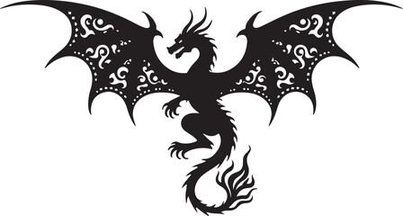 Obraz premium Epic Gothic Dragon Silhouette Design Elements
