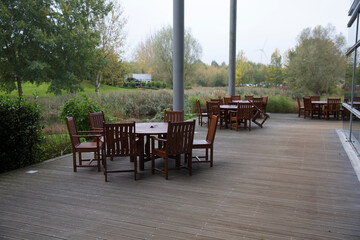 Table and chairs in a garden