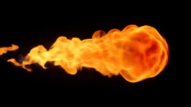 Intense Fireball Explosion with Bright Flames and Smoke in Dark Background