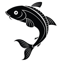 Stylized black fish icon aquatic