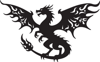 Naklejka premium Epic Gothic Dragon Silhouette Design Elements