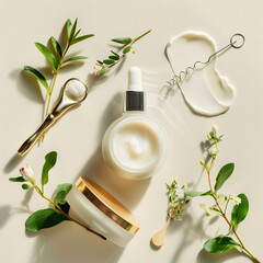 Facial Roller and Cream Jar Flatlay