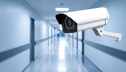 Security Camera Above Empty Hallway Symbolic Modern Protection