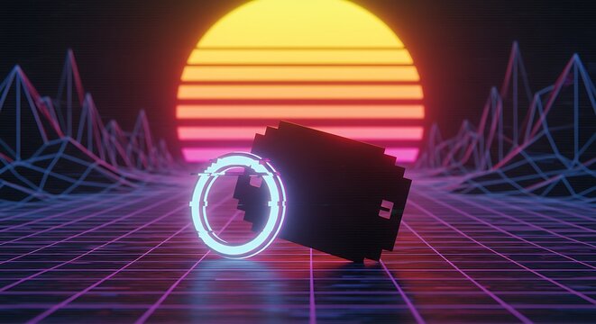 A conceptual shot of a blank tag that is constantly glitching, showing digital artifacts, scan lines, and RGB color separation effects. 