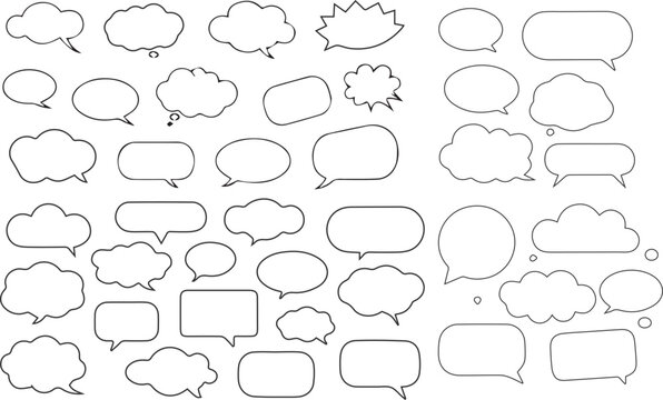 Set of hand-drawn Speech balloon, frames, stylish, speech bubbles