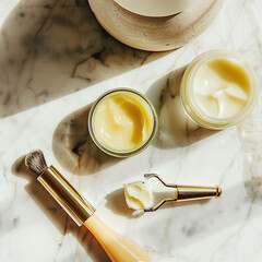 Facial Roller and Cream Jar Flatlay