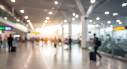 Blurred scene inside an airport terminal