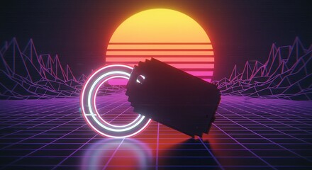 A conceptual shot of a blank tag that is constantly glitching, showing digital artifacts, scan lines, and RGB color separation effects. 