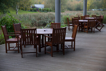 Table and chairs in a garden