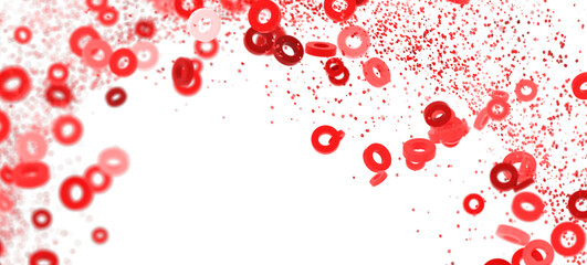 Abstract background with red circle particles. Perfect for presentations, websites, and more.