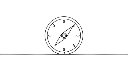 Minimalist Line Art Illustration of a Compass