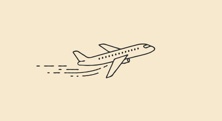 Minimalist Line Art Illustration of an Airplane in Flight