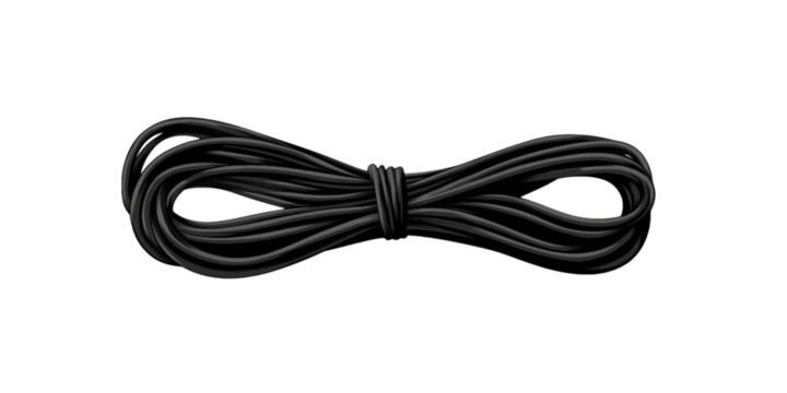 Black rubber band, wires, or wire isolated on a transparent background in PNG format.