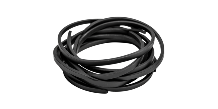 Black rubber band, wires, or wire isolated on a transparent background in PNG format.