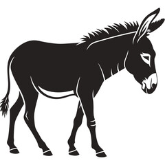 Black donkey silhouette facing left animal white