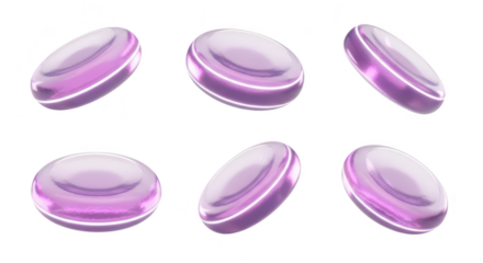 Capsules purple levitating on a white background representing health supplements for pharmacy or wellness concepts