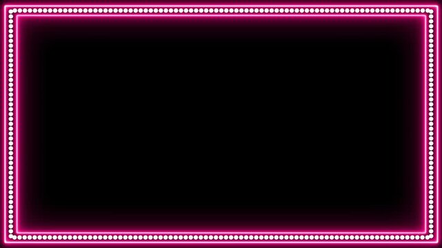 Neon Rectangle video frame animation with dots moving, nice motion graphic element for creative video project