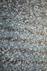 Close-up of Frosty Snowflakes on a Car Window on a Winter Morning
