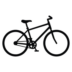 Simple black silhouette of a bicycle outlined against a clean white background