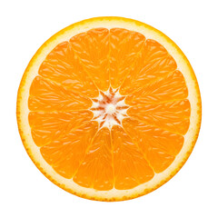 Juicy orange slice cross section showing vibrant segments and texture isolated on transparent background