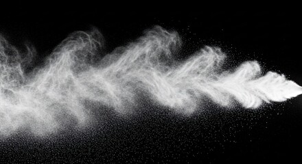 Captivating white powder explosion against a black background creates striking visual effects for creative projects