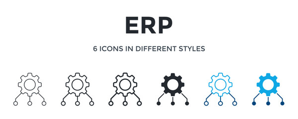 Erp Icon In Different Style Vector Illustration. Designed In Thin Line, Regular Line, Bold Line, Glyph, Color Line, And Color Glyph Style Can Be Used For Web