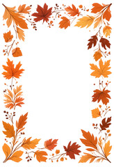 Rustic Autumn Leaf Frame PNG: Illustrated Fall Foliage Border on Transparent Background for Seasonal Stationery & Digital Designs
