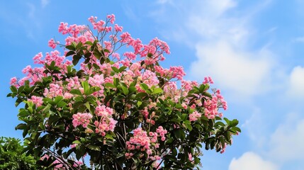 Fototapeta premium Enchanting Silk Tree Collection: Vibrant Mimosa Blooms, Fern-Like Foliage, and Graceful Canopies in Garden and Natural Settings, Perfect for Botanical Photography, Landscape Design, Floral Art