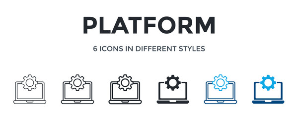 Platform Icon In Different Style Vector Illustration. Designed In Thin Line, Regular Line, Bold Line, Glyph, Color Line, And Color Glyph Style Can Be Used For Web