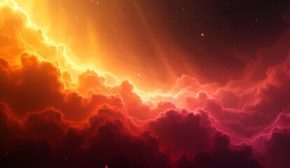 Naklejka premium Vibrant Cosmic Clouds Illuminated by Radiant Light