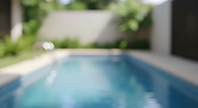 Blurred backyard pool