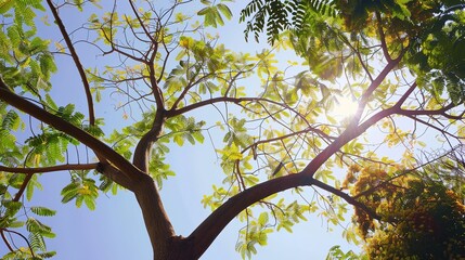 Obraz premium Enchanting Silk Tree Collection: Vibrant Mimosa Blooms, Fern-Like Foliage, and Graceful Canopies in Garden and Natural Settings, Perfect for Botanical Photography, Landscape Design, Floral Art