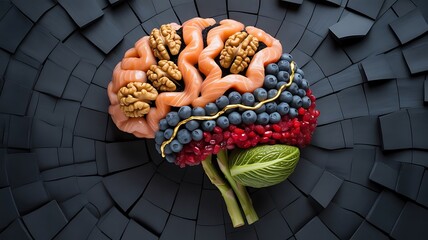 A brain made of healthy food for cognitive function and memory