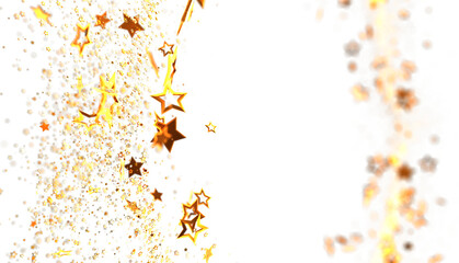Beautiful golden stars on white background. Perfect for celebration, holidays, and festive designs.